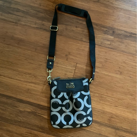 COACH Black & Grey Y2K Monogram Logo Signature Canvas Crossbody Satchel Bag - Picture 2 of 11